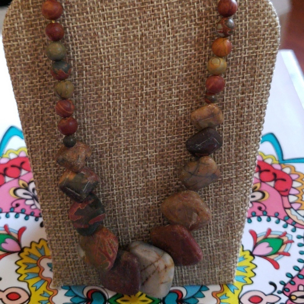 Natural multicolor Picasso Jasper Necklace